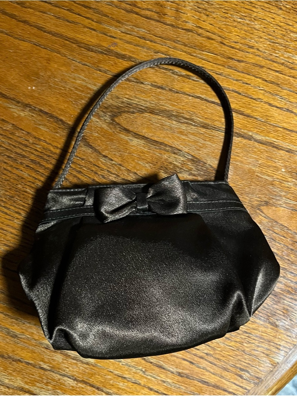 Black Satin Bow-Accent Women's Handbag